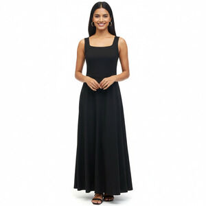 LUXMII Ionia Linen Midi Dress Black XS Australian Design Cotton Linen Blend NWT